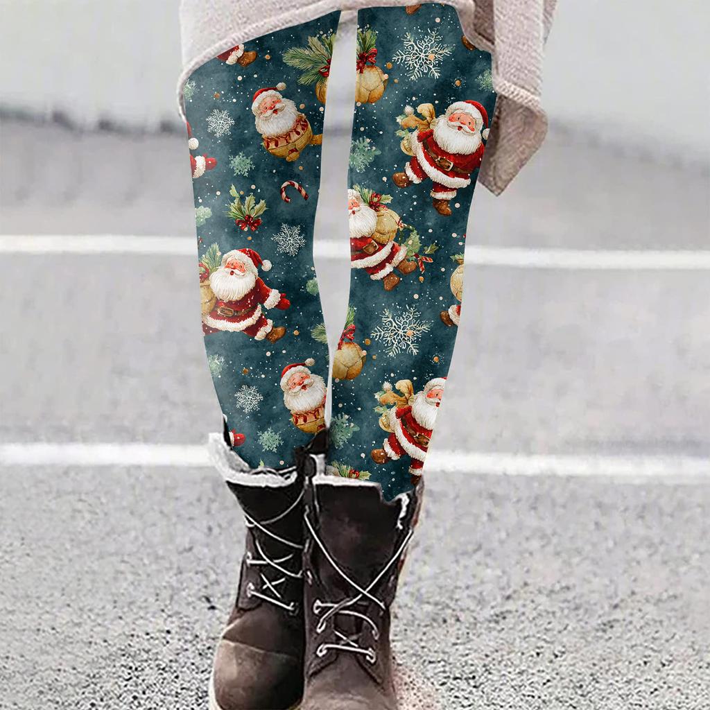 Women's Christmas Print Slim Fit Elastic Yoga Casual Pants