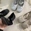 2025 spring and autumn new fairy style bow French single shoes one word rhinestone flat Mary Jane shoes women's shoes