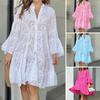 Ayollar Yozgi Vintage Dantelli Ko'ylak Keng Kashtado'zlikli Teshikli Nafas oluvchan Qulay Elegant Mini Ko'ylak Ayollar Ta'minoti