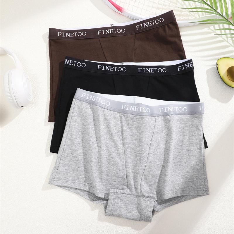 FINETOO Женские хлопковые трусы-боксеры, безопасные трусики, однотонное бесследное нижнее белье, мягкие и удобные трусы