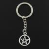 Модный 30 мм брелок для ключей, металлический брелок для ключей, ювелирные изделия, античная бронза, серебро, цветное покрытие, звезда, пентаграмма, 24x20 мм, кулон
