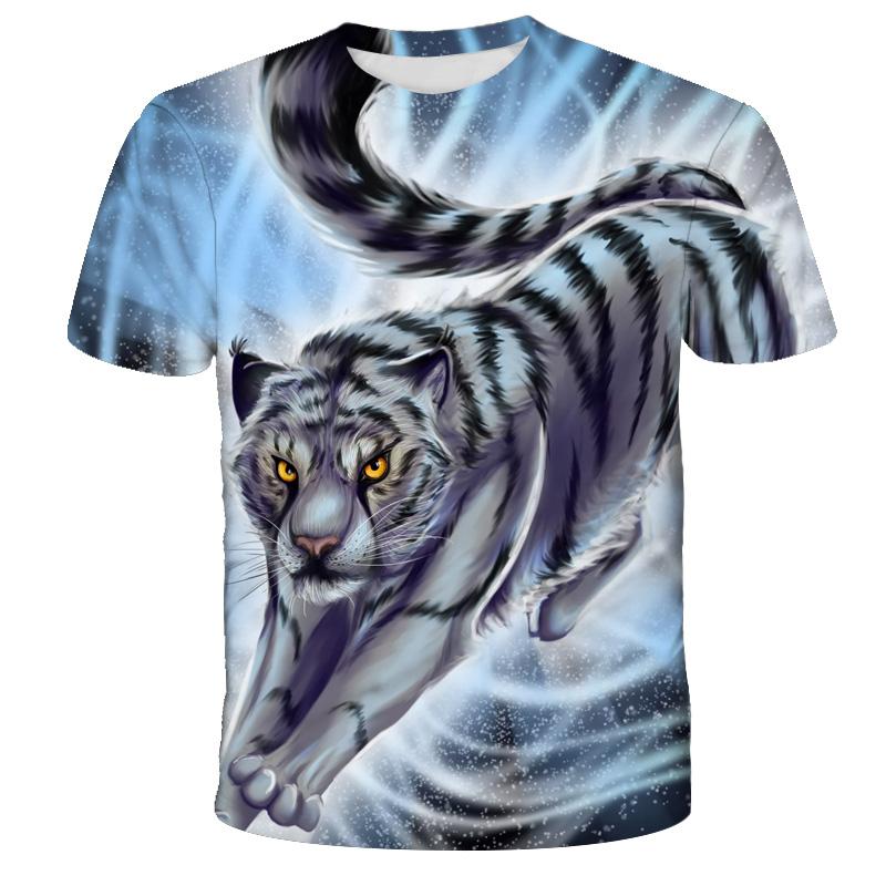 1-14 Years Children Short Sleeve T-Shirts Tiger Lion Animals Tshirt Baby Boys Girls Kids Summer Clothes Casual Oversized Tops