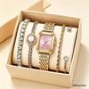 Quartz Movement Women Quartz Watch Stainless Steel Strap Ladies Watch Set  Daily Wear