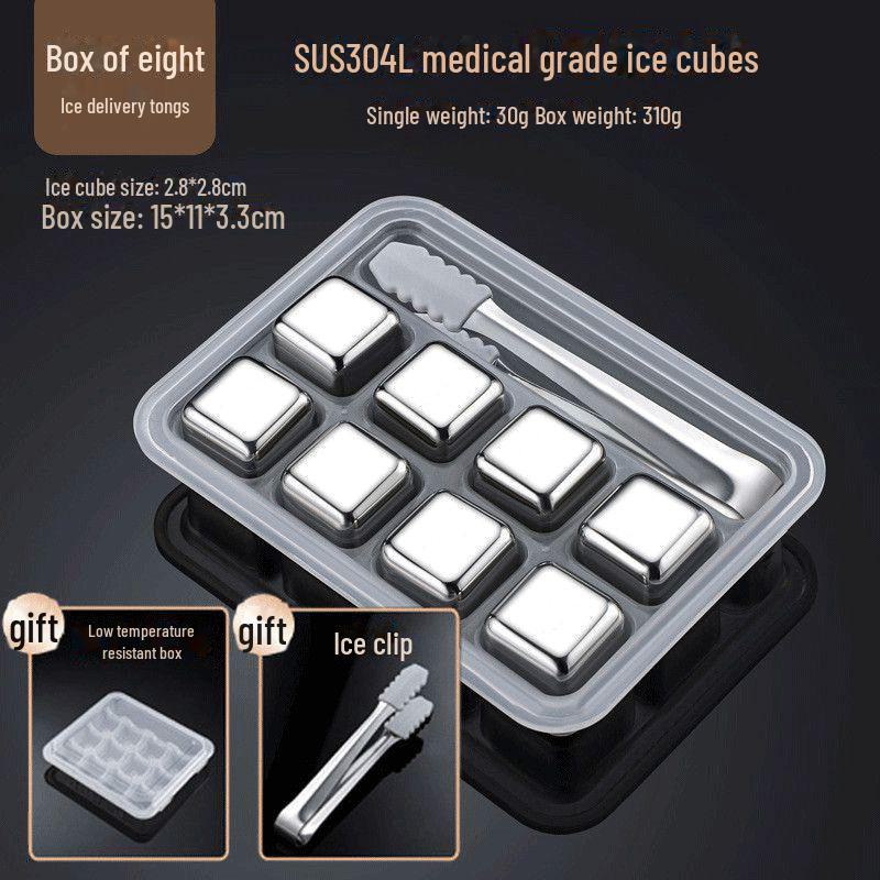 «Многоразовые кубики льда из нержавеющей стали 304 для быстрой заморозки виски и пива»