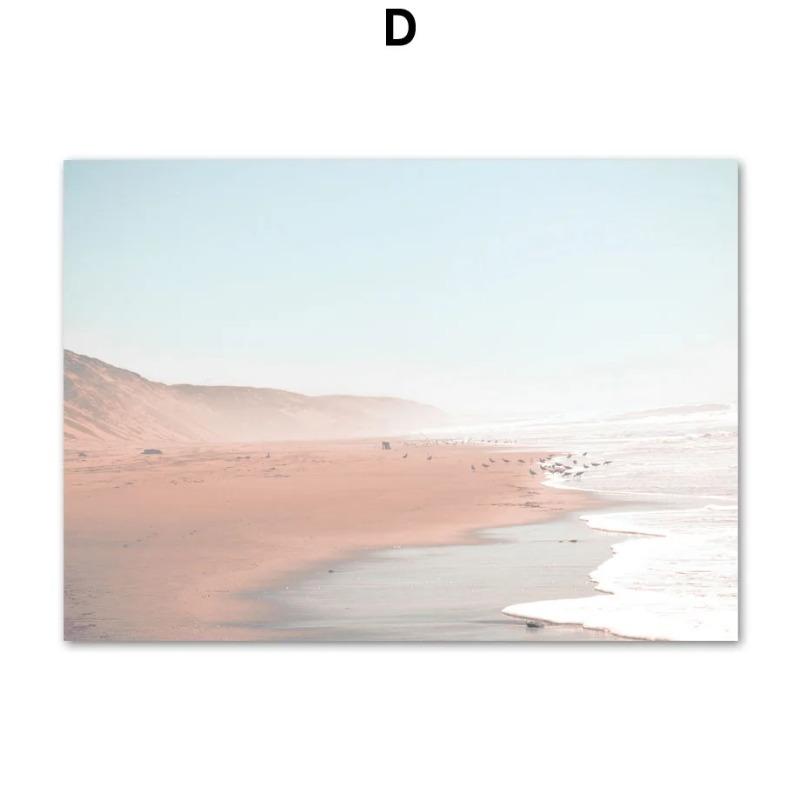 Скандинавский пейзаж Настенное искусство Картины Море Пляж Пальма Доска для серфинга Постеры и принты Холст Живопись Гостиная Домашний декор