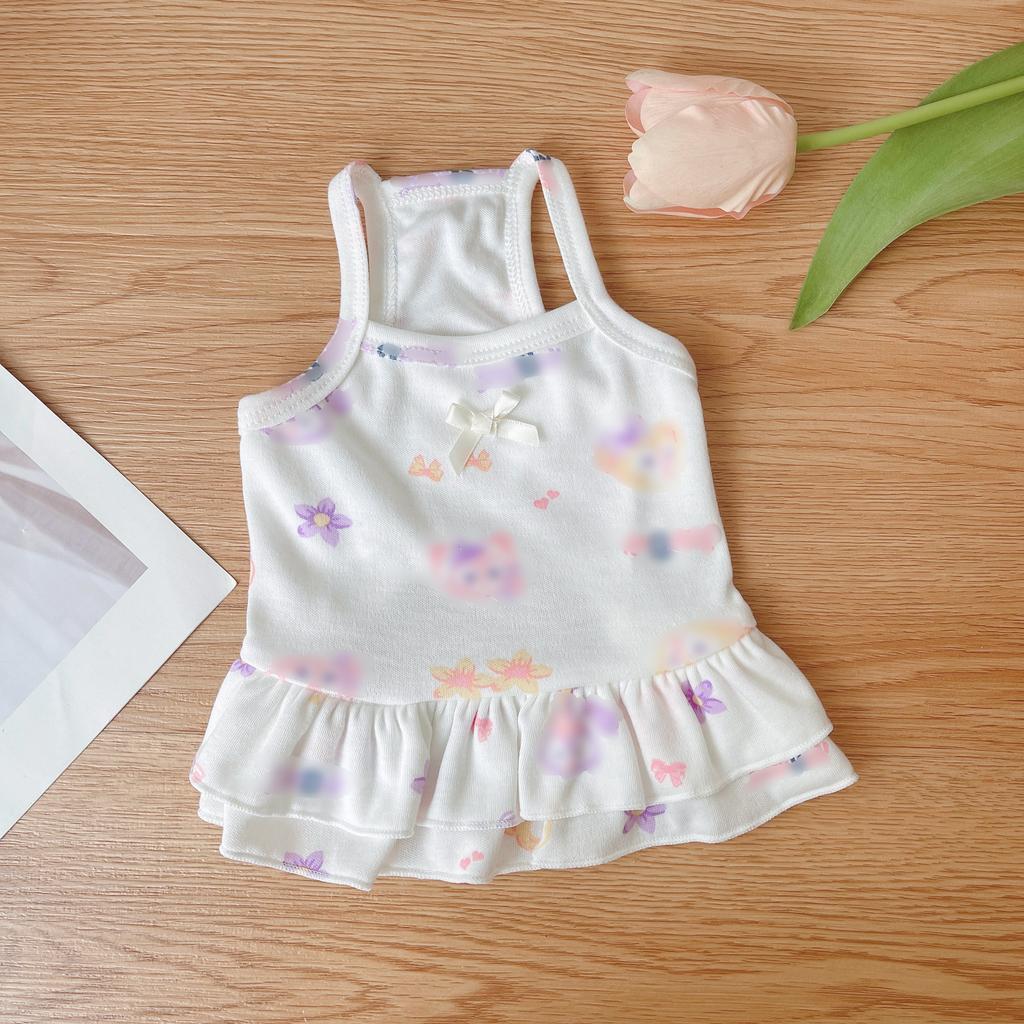 Платье-камисоль с принтом домашних животных в нескольких цветах, милое платье-камисоль с кроликом, одежда для кошек и собак, весна-лето в сравнении с одеждой для медведей