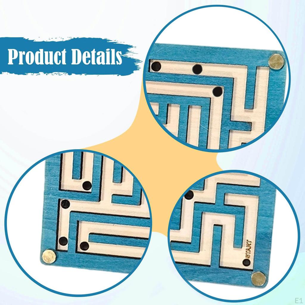 Wooden Maze Game Board Balance Toy Puzzle Logic Marble for 6 Years and