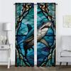 Stained Glass Sealife Blackout Curtains 2 Pieces Home Interior Curtains for Living Room Curtain Tulle for Bedroom Shades Kitchen