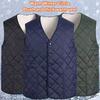 Men Winter Cotton Vest Padded V Neck Sleeveless Warm Thick Solid Color Single Breasted Cardigan Thick Plush Plush Size Men Down Waistcoat