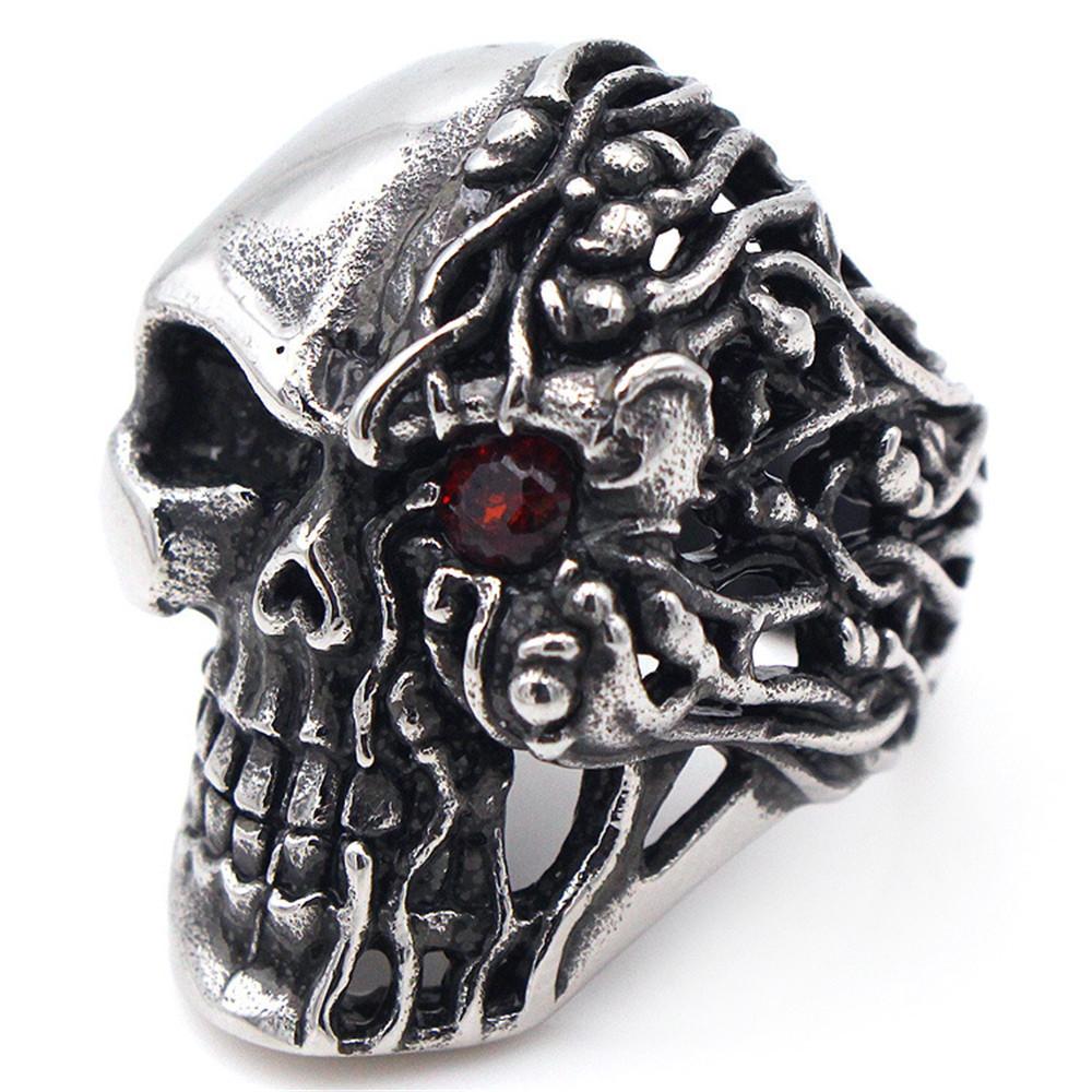 Accessories Half Side Burning One-eyed Skull Set with Zircon Men's Domineering Hand Ring