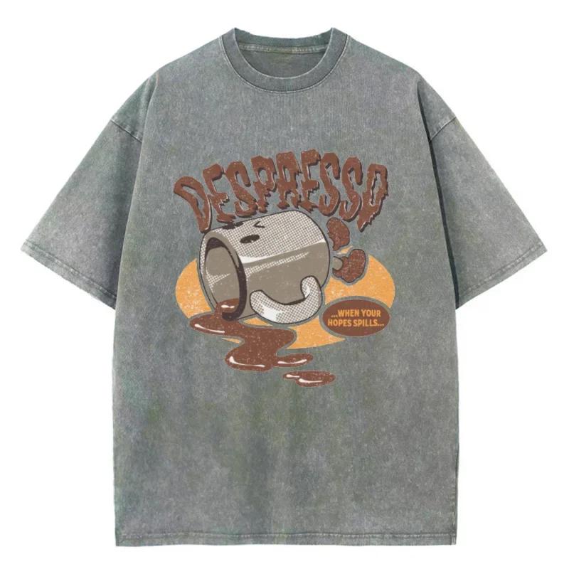 Summer Men Vintage Washed T-Shirts Anime Streetwear Punk Unisex Short Sleeve Tops Tee Y2k Oversized T-Shirt Clothing