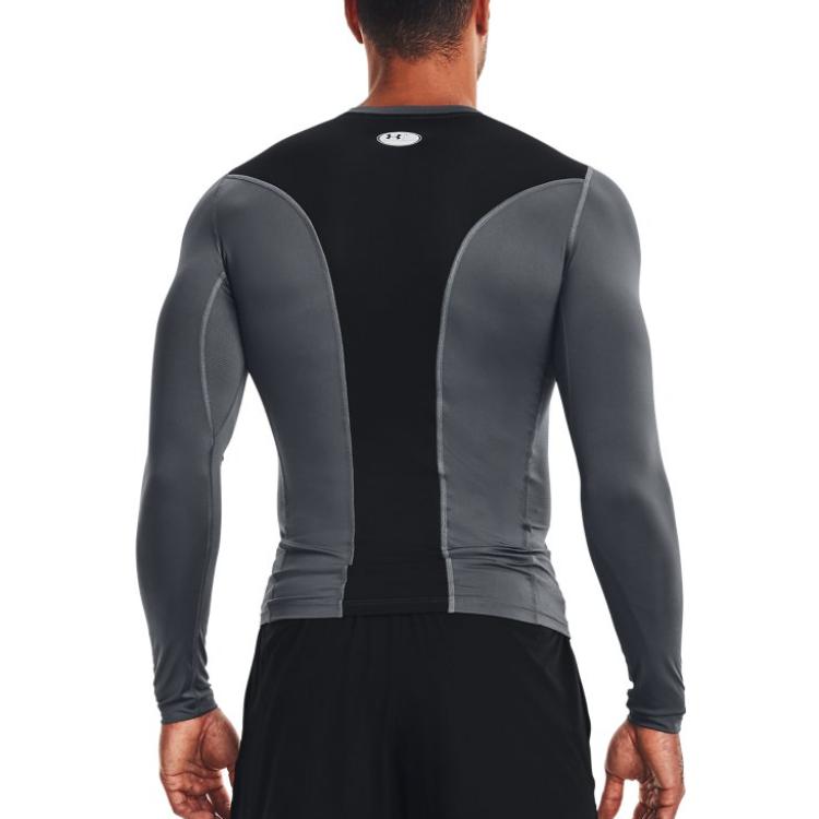 Under Armour Футболка Heat Gear Series с логотипом и круглым вырезом, с длинным рукавом, компрессионная, мужская, серая 1370661-012