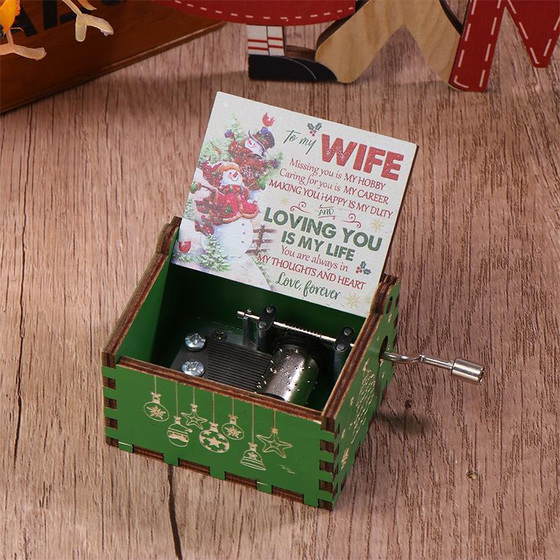 Рождественская деревянная музыкальная шкатулка с рукояткой на Хэллоуин, веселое рождественское украшение для дома, подарок на Рождество, день рождения, год