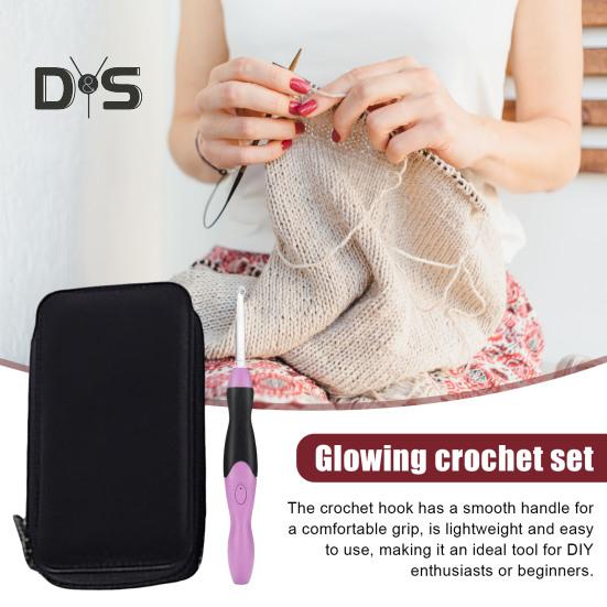 1 Set Light-up Crochet Hook Kit with Storage Case USB Rechargeable 2.5 MM To 6.5MM 9 Sizes DIY LED Lighted Crochet Hook Crocheting Knitting