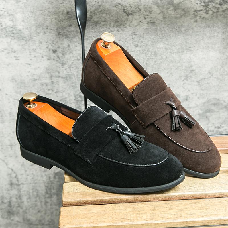 Fashion Spring New Reverse Suede Loafers Men's Luxury High Quality Classic Tassel Casual Shoes Comfortable Shoes Soft Sole Shallow Shoes