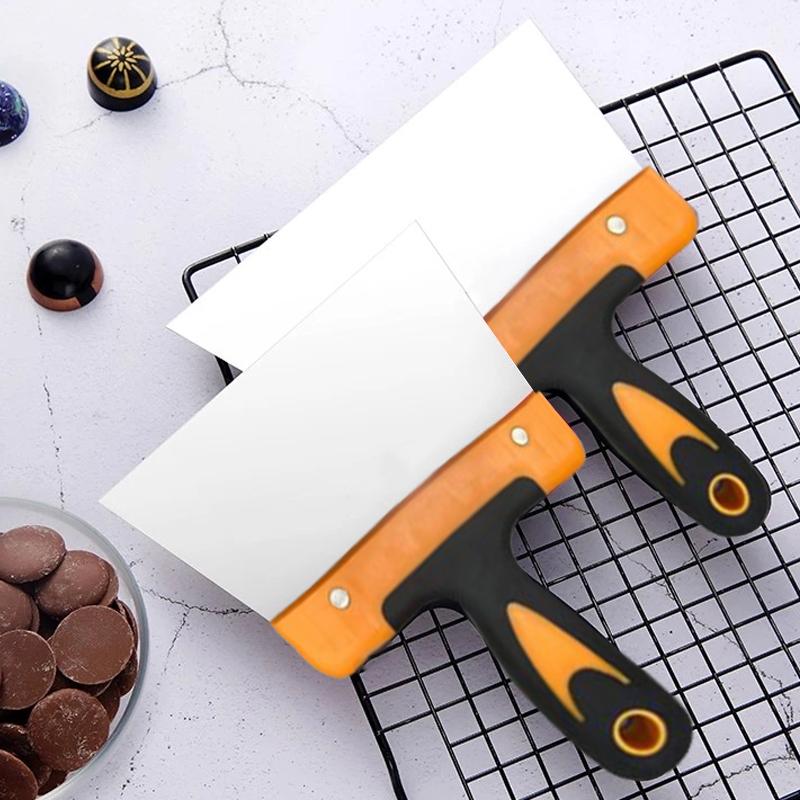 Скребок для теста из нержавеющей стали, нож для пиццы, скребок для торта, кондитерские изделия, кухонные принадлежности для выпечки, шпатель для покрытия шоколадом