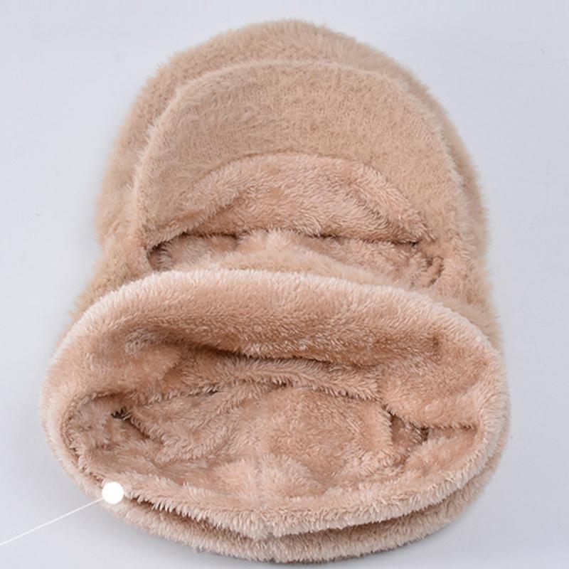 Winter Velvet Cap Scarf One-body Knit Cap Women Cycling Ear Protection Warm Wool Pullover Cap Outdoor Ski Cap Beanies