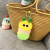 Cute Colorful Plush Caterpillars Keychain With Sunglasses Soft Rabbit Fur Animal Pompom Pendant With Key Rings For Women Handbag
