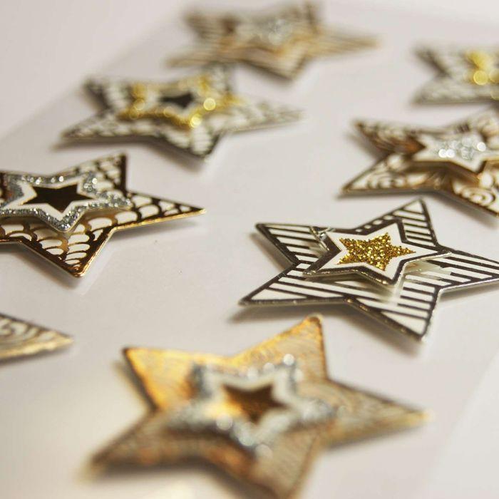 Stickers Noël en relief - Etoiles graphiques à paillettes