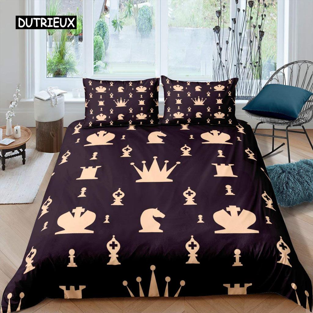 Комплект постельного белья Queen с нарисованной вручную короной и надписью Queen в стиле барокко, комплект постельного белья для двоих, черно-белый пододеяльник