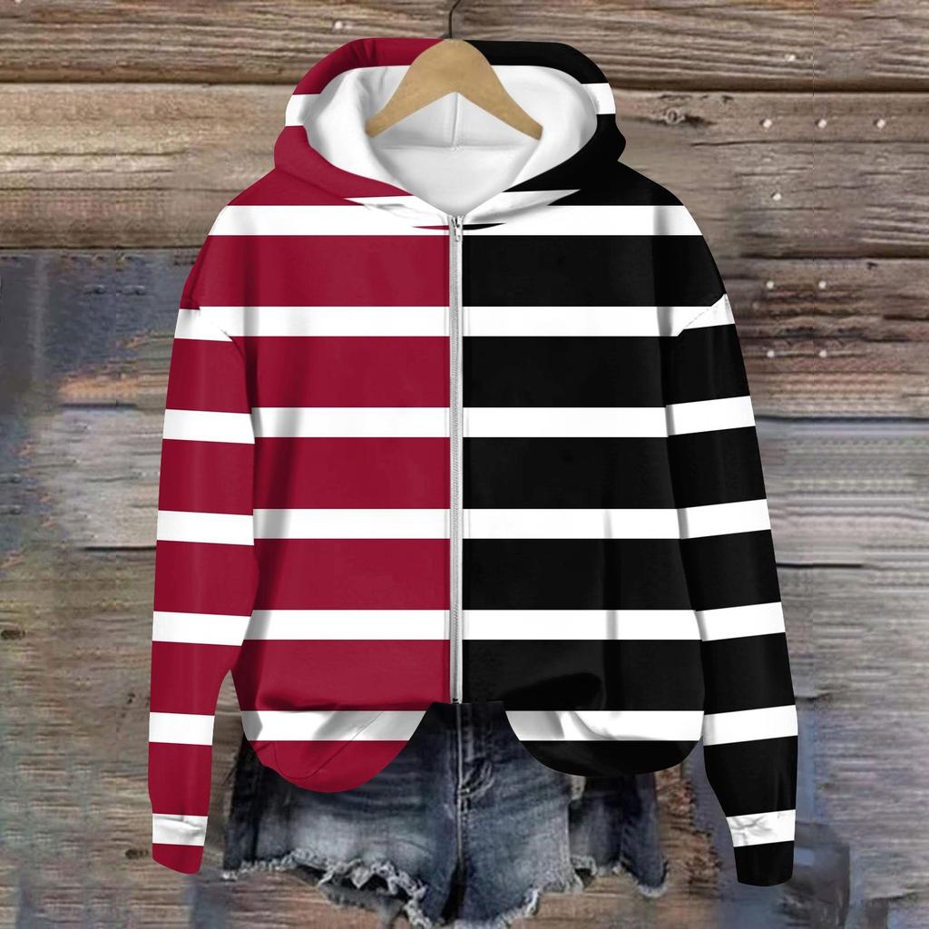 Jackets For Women Long Sleeve Coat Zip Up  Print Outerwear Casual Jackets