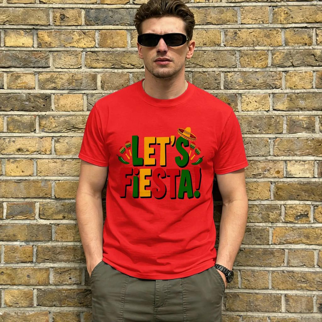 Men's Let's Party Fiesta T Shirt Pure Cotton Clothes Vintage Short Sleeve Round Collar Tee Shirt Birthday Present T-Shirt