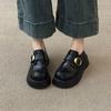 Платформа Британский стиль маленькие кожаные туфли женские 2025 весна и осень новые однопедальные черные jk одинарные туфли ленивые лоферы Doudou