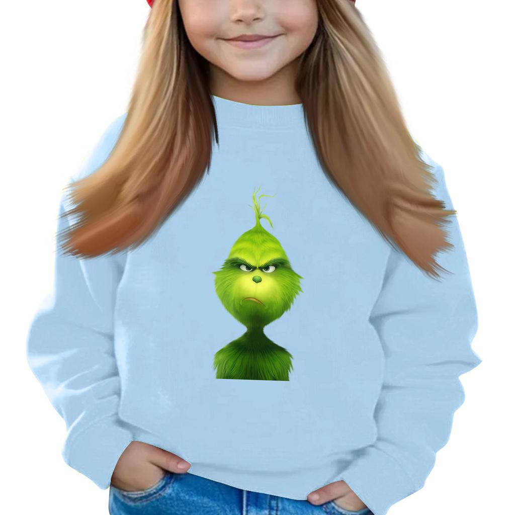 Рождественские пуловеры с круглым вырезом для девочек, детские топы с принтом