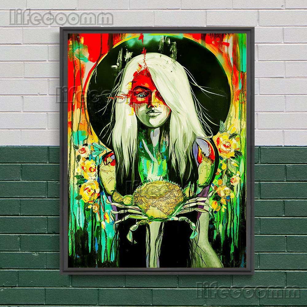 Готическое Созвездие Ведьмы Сюрреалистическое Искусство Принт Череп Декор Стены Искусства Холст Живопись Домашний Декор Жуткий Де Викка Плакат Принт Без Рамки