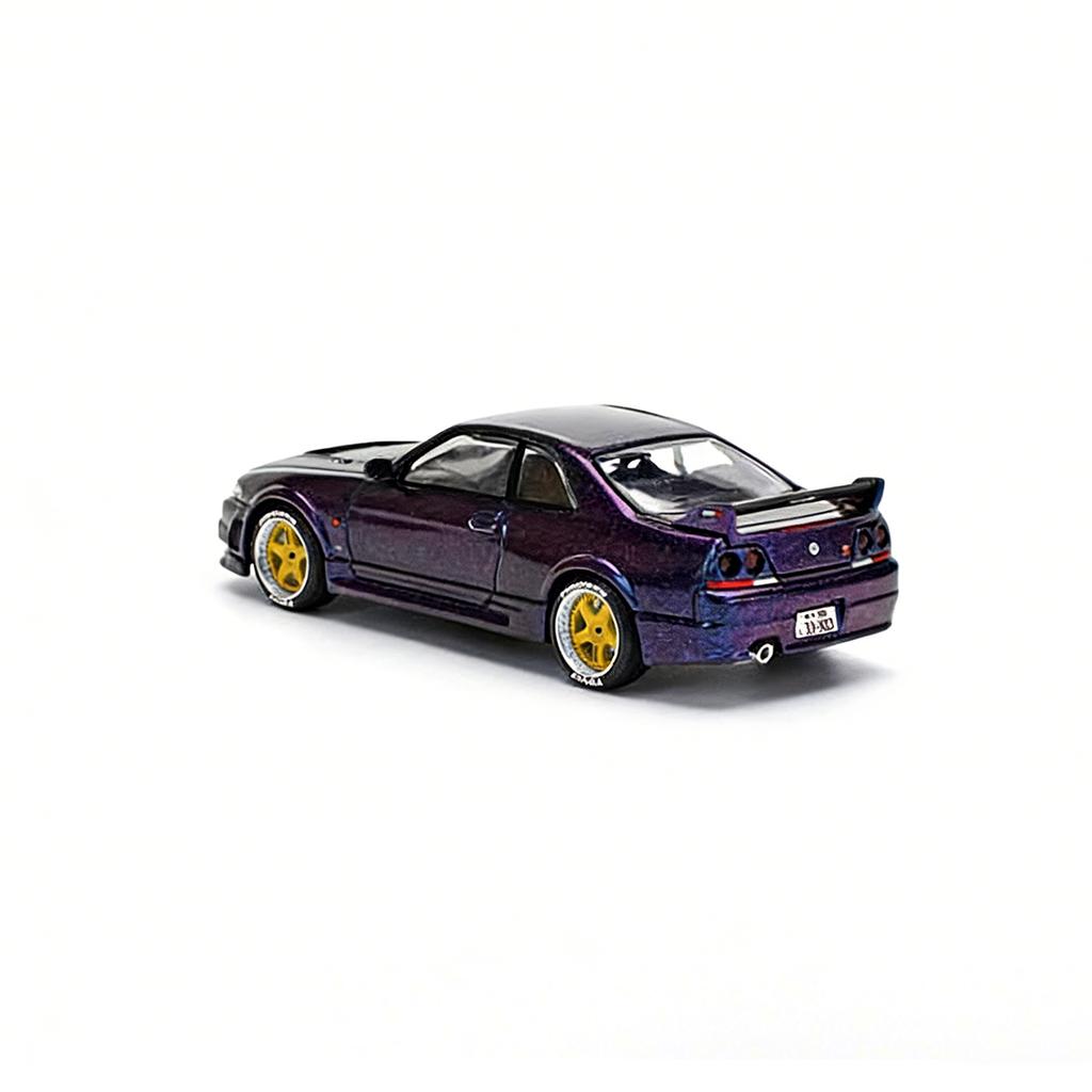 in Stock POP RACE PR640256 1:64 Nissan Skyline GT-R R33 Midnight Purple (Carbon Hood, Gold Wheels) Diecast Model Car