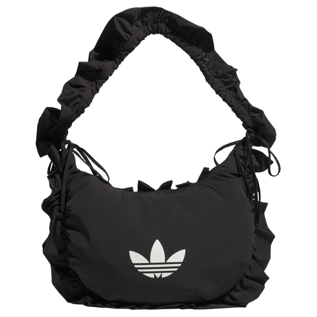 Adidas Originals Ruffle Fashion Large Ruffle Easy Carry Recycled Nylon Tote Bag Women Tote Bag Black IA8915
