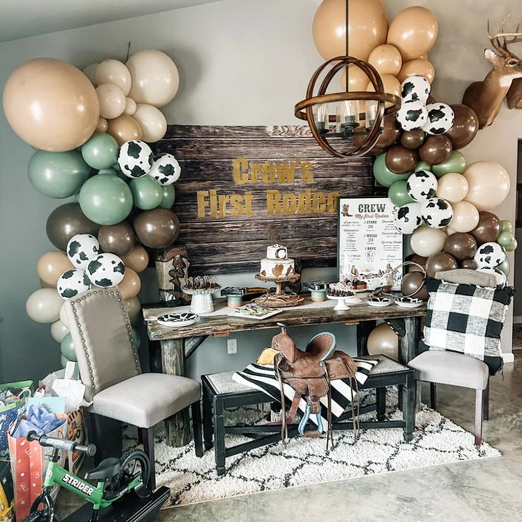 82pcs Green Denim Birthday Balloons Set Earthy Welcome Party Balloons Decoration Room Decoration