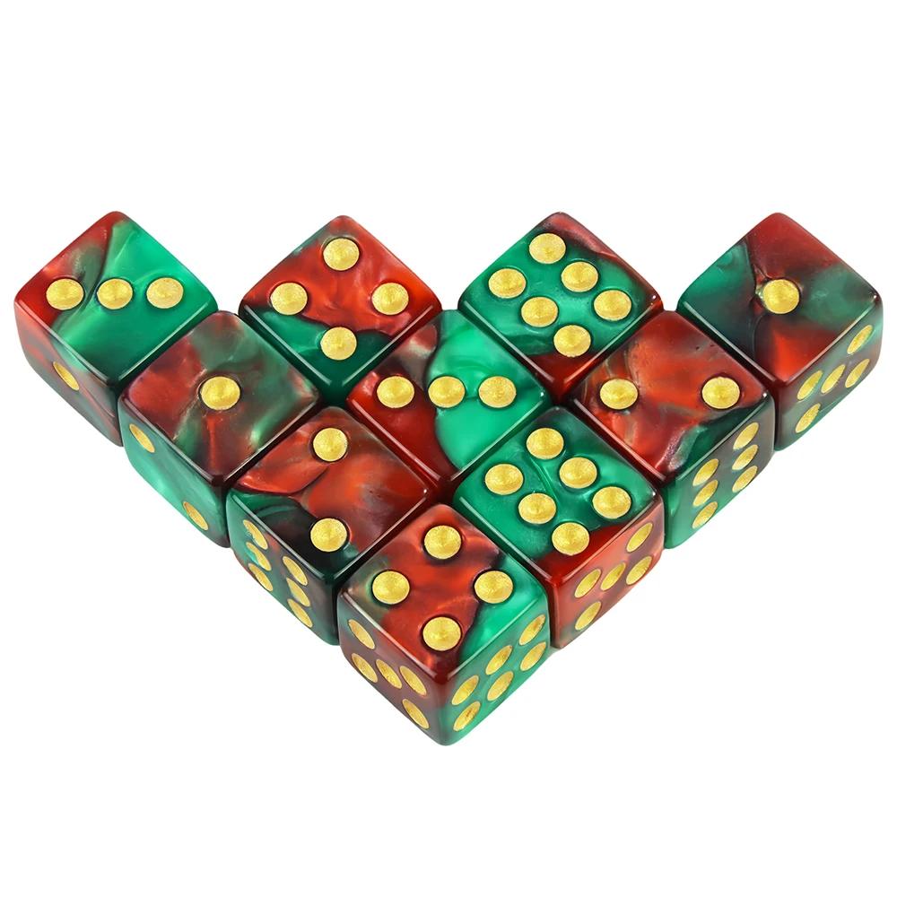 Mini D6 Dice 12mm Double Color 6-sided Square Corner with Standard Dots Dice for Club Party DIY Board Game Supplies
