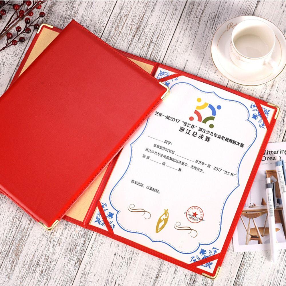 No Inserts A4 Agreement Folder PU Leather Contract Book Certificate Diploma Cover Conference