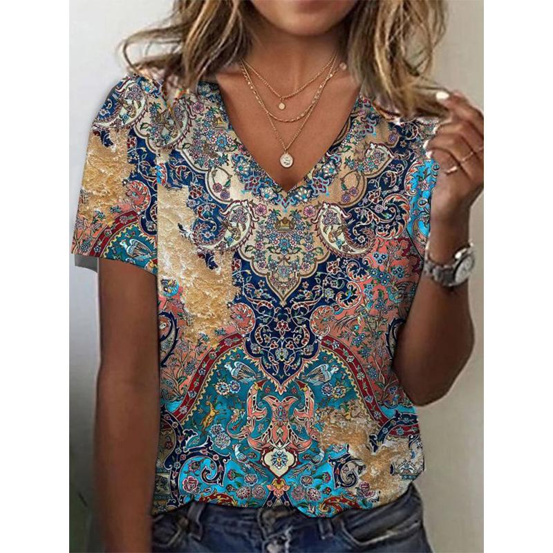 Футболки с 3D-принтом для женщин, с V-образным вырезом и коротким рукавом, уличная одежда Y2k, футболка Harajuku большого размера, женская одежда