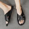 Summer Men High Quality Comfortable Non Slip Leather Slippers Casual Simple Open Toe Mules Sandals for Outdoor Walking Beach Home Daily Use