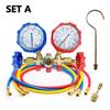 R134a Air Conditioning Pressure Gauge with Hose and Hook 3 Way AC Diagnostic Manifold Gauge Set Freon For R12 R32 R404A R134a
