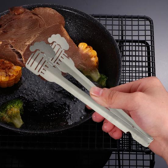 BBQ Tongs Stainless Steel Kitchen Tongs Heat Resistant Non-Slip Grip Metal Pliers for Grilling Rust-Proof Barbecue Clamps for Picnic Camping Cooking