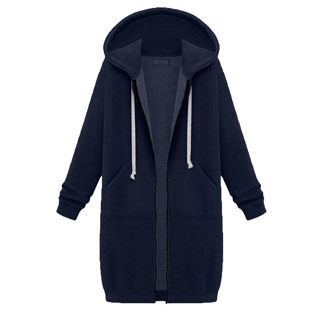 Женский свитшот удлиненный свободный с длинными рукавами и капюшоном с карманами