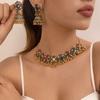Ретро этнический стиль комплекты ювелирных изделий для женщин модные преувеличенные горный хрусталь золотой бисер кисточка ожерелье серьги-подвески