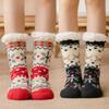 Christmas Floor Socks for Adults Women Fleece-lined Home Sleep Carpet Anti-slip Snow Floor Slippers Socks