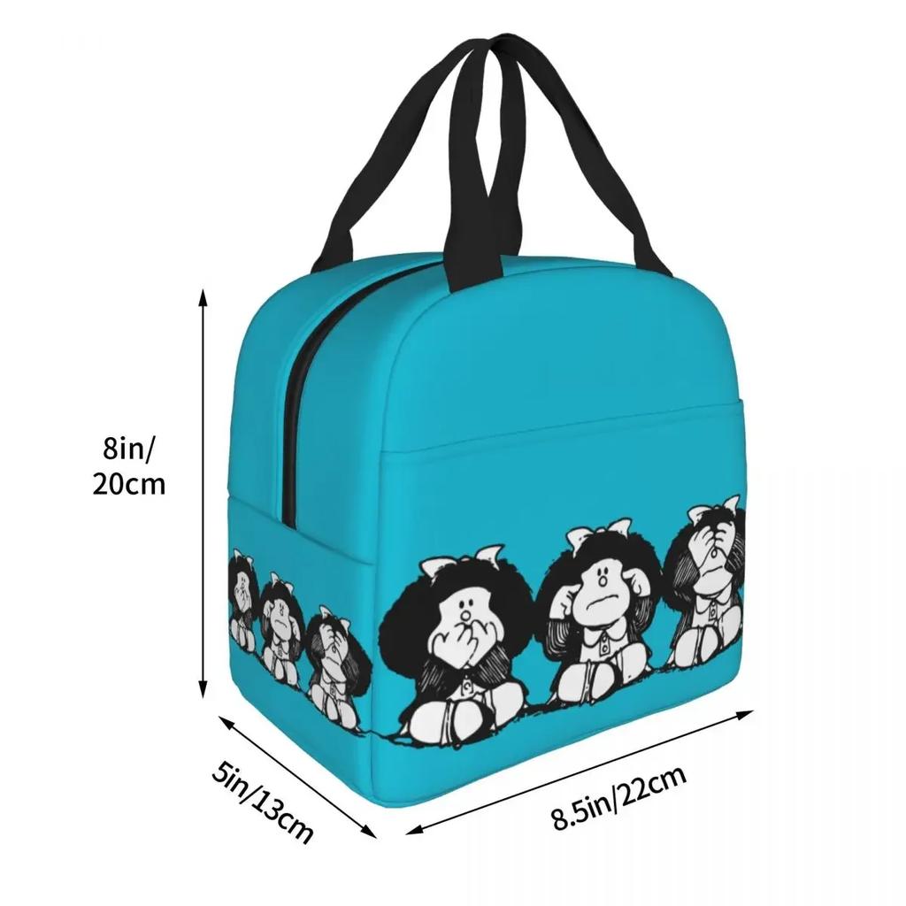 Изолированная сумка для ланча Mafalda Cartoon Quino Comics, термосумка, многоразовая портативная сумка для ланча, сумка для еды в колледже, путешествия