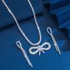 1Set Versatile Bow Design Earrings Necklace Set For Women Girls Vintage  Necklace Drop Earrings Wedding Jewelry Gifts