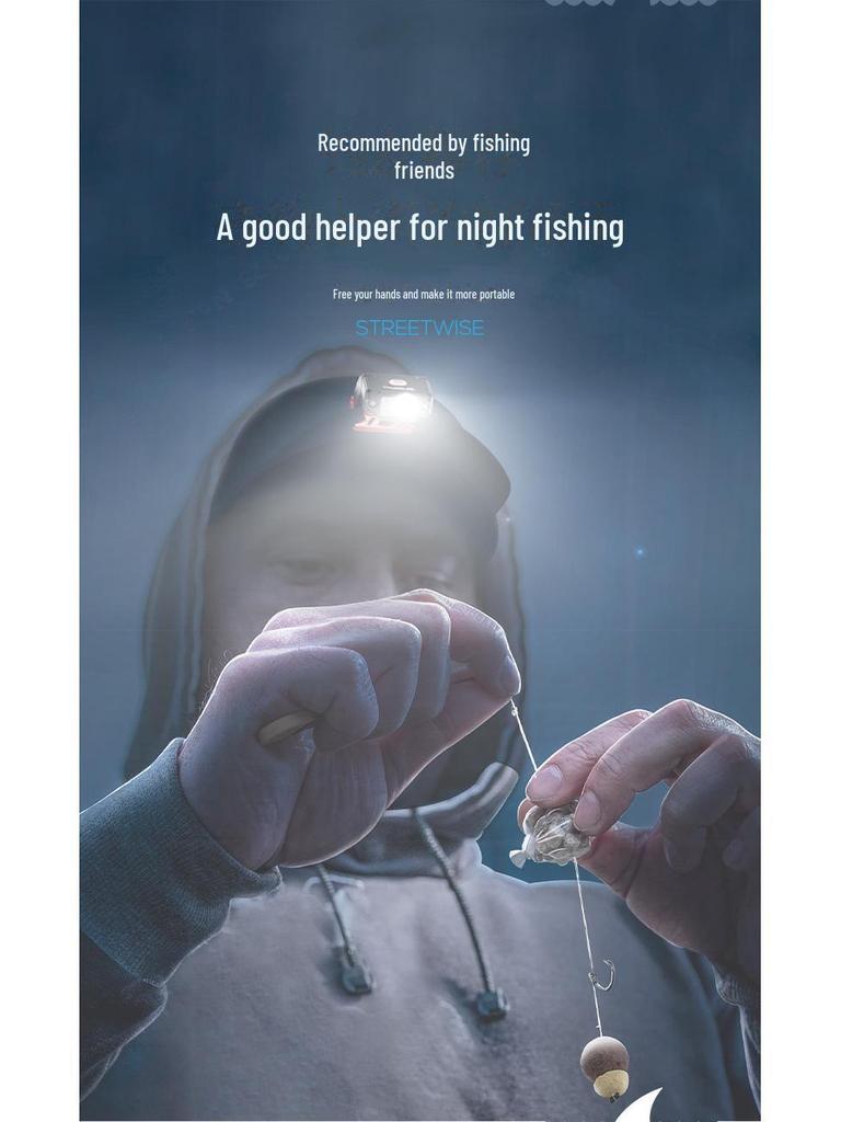 Сверхлегкий перезаряжаемый налобный фонарь с зажимом для крышки для ночной рыбалки