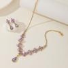 Shining Earrings Rhinestone Necklace Wedding Party Crystal Jewelry Set  Women