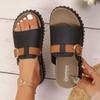 Korean version of retro simple one-word slippers Roman sandals fashion one-word slippers women's outer wear 2025 summer and autumn new models