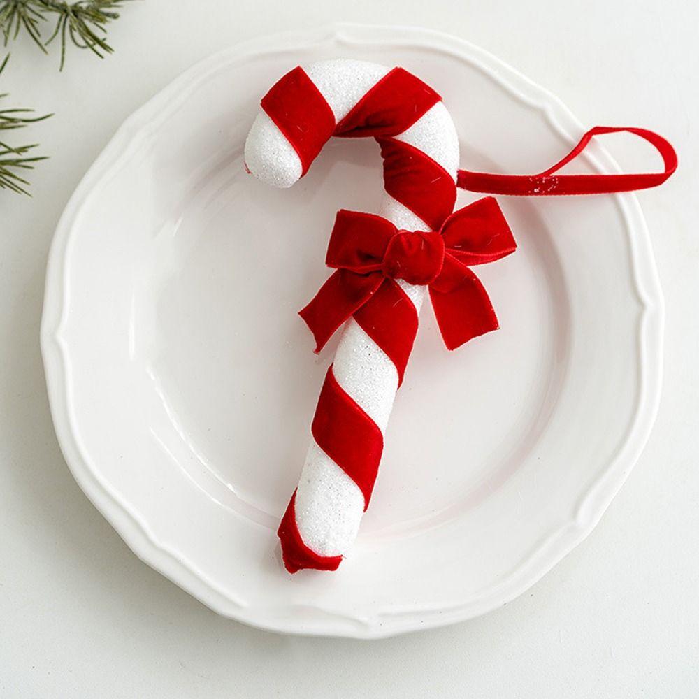 Белые и красные подвесные украшения в виде леденцов из пенопласта и бархата, украшение для рождественской елки, украшение для дома