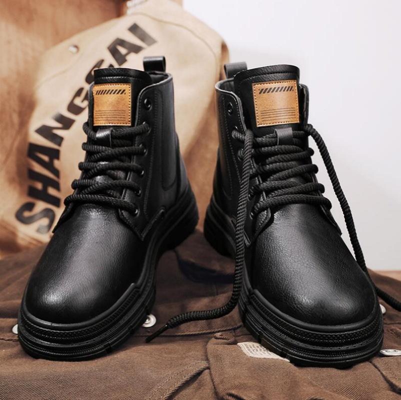 Ретро британский стиль мужские рабочие ботинки модные мужские туфли на шнуровке мужские ковбойские ботильоны с круглым носком мужские повседневные мотоциклетные ботинки