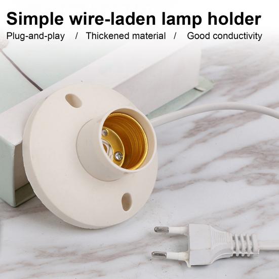 Патрон для лампы E27 с вилкой ЕС и кабелем Огнестойкий патрон для освещения дома Патрон для винтовой лампы Основание для DIY светильника Запасная часть