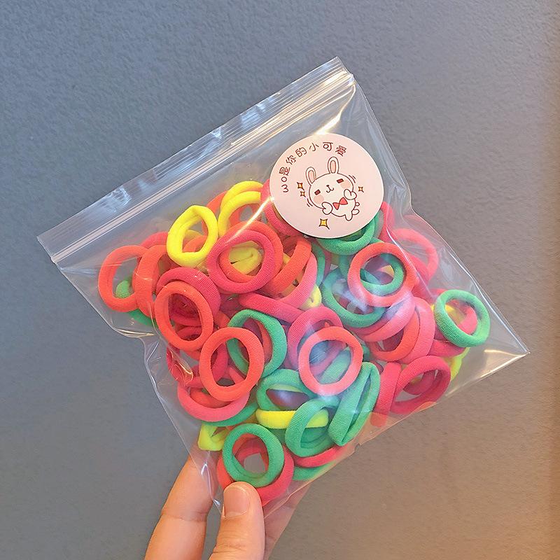 100 шт. эластичная детская веревка для волос ярких цветов, круг для волос, детские аксессуары для волос